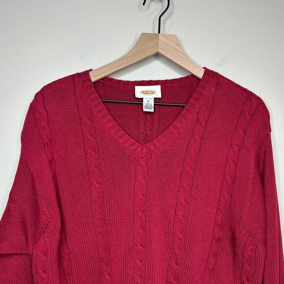 Talbots Vintage V-Neck Sweater Size XL Pullover Cable - Picture 2 of 8